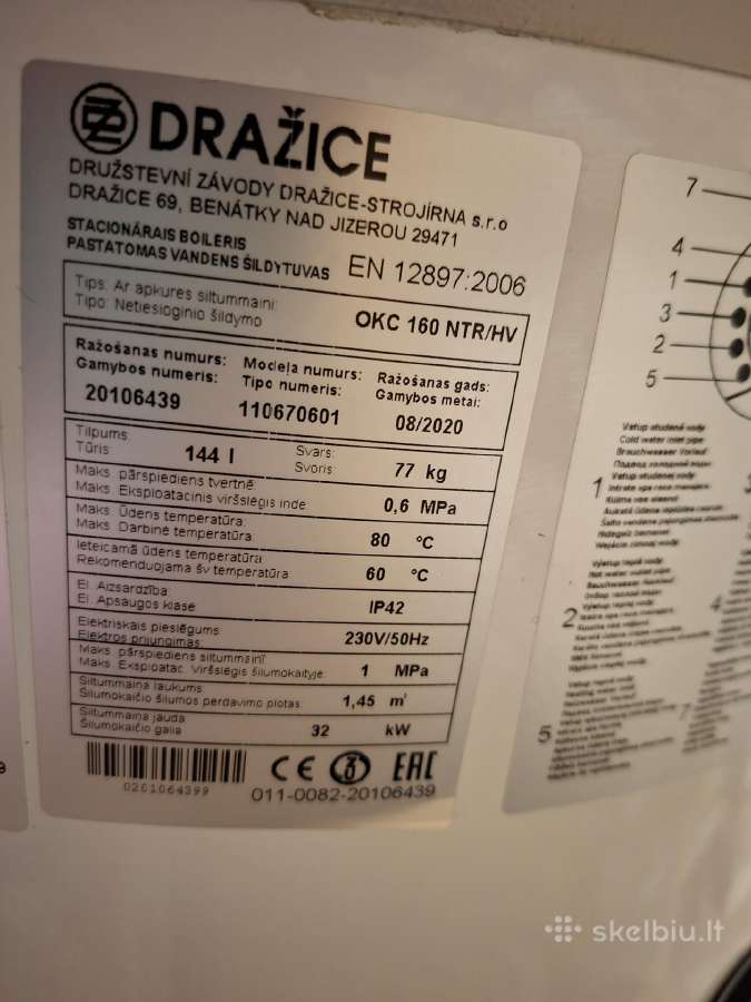 Naudotas Dražice Okc 160 Ntr/hv boileris - nuotraukos Nr. 3