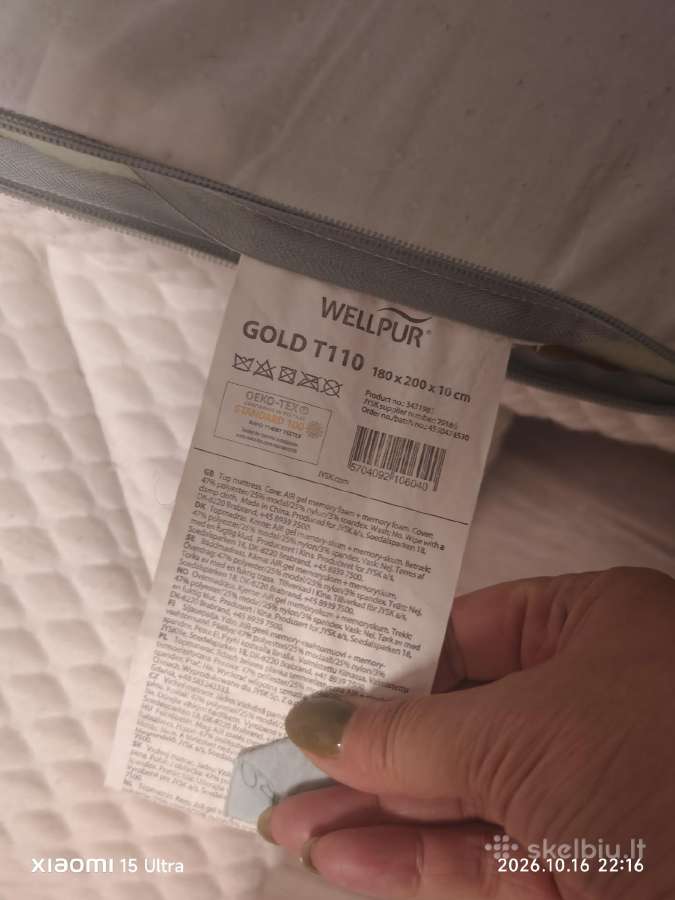 180*200 antčiučinis wellpur ikea - nuotraukos Nr. 3