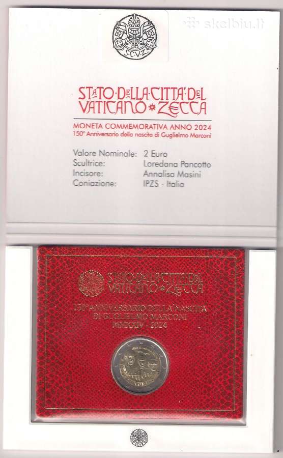 2 euro moneta Vatikanas 2024 Guglielmo Marconi - nuotraukos Nr. 2