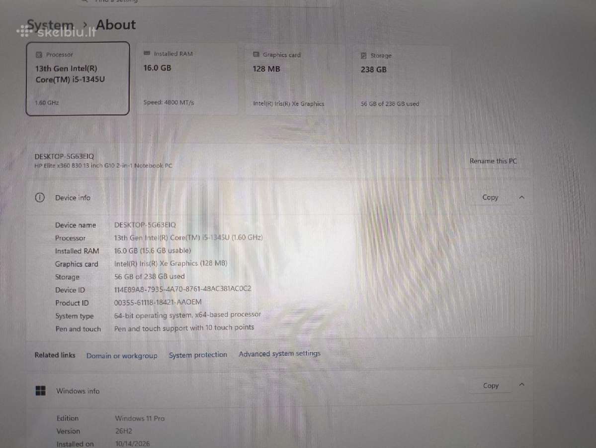 Elitebook x360 13.3 Touch i5-1345u 16/256gb 25% - nuotraukos Nr. 5