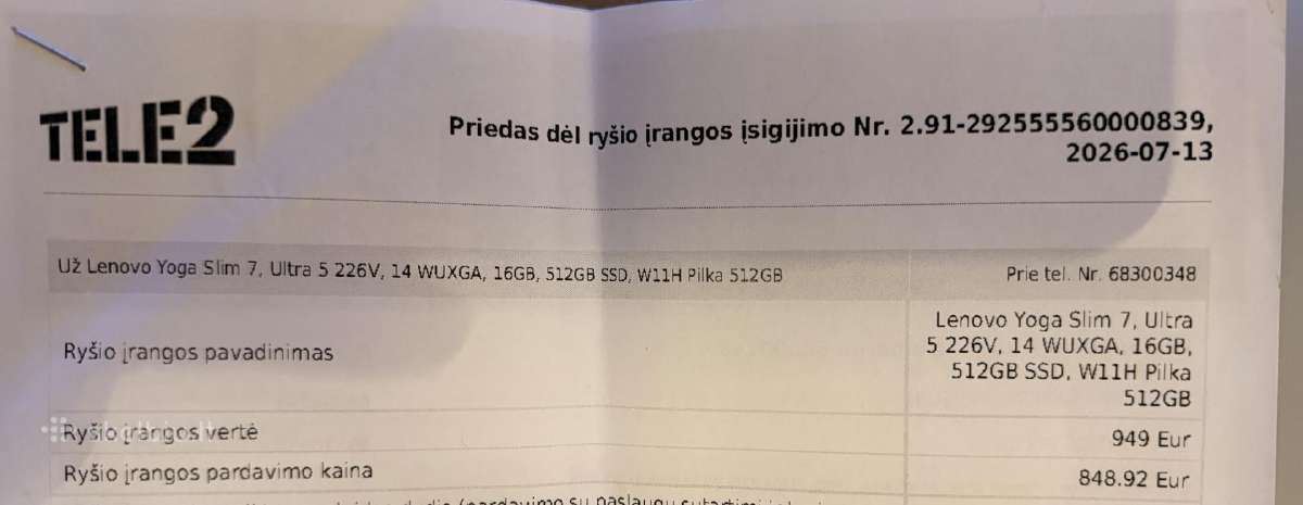 Naujas Lenovo Yoga Slim 7 Oled, Ultra 5 14 - nuotraukos Nr. 15