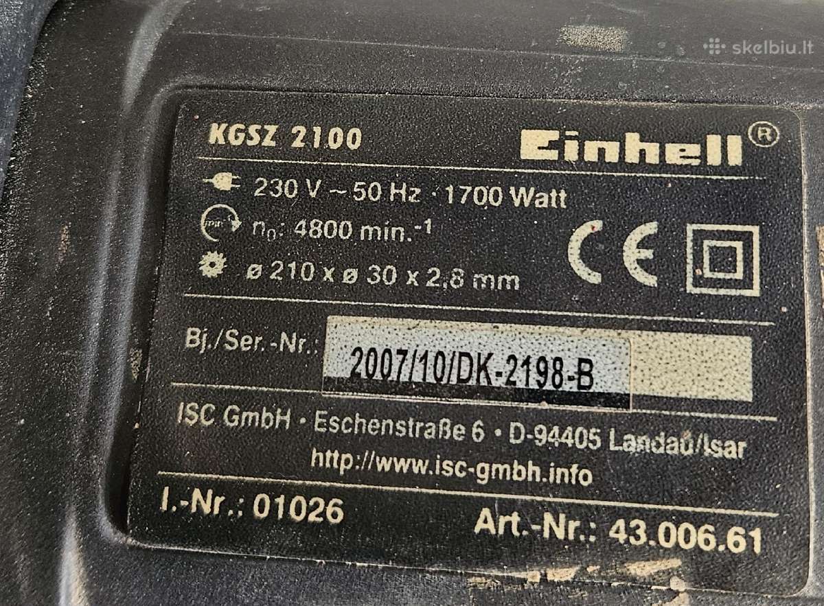 Pjūklas skersinis Einhell Kgsz 2100 - nuotraukos Nr. 3