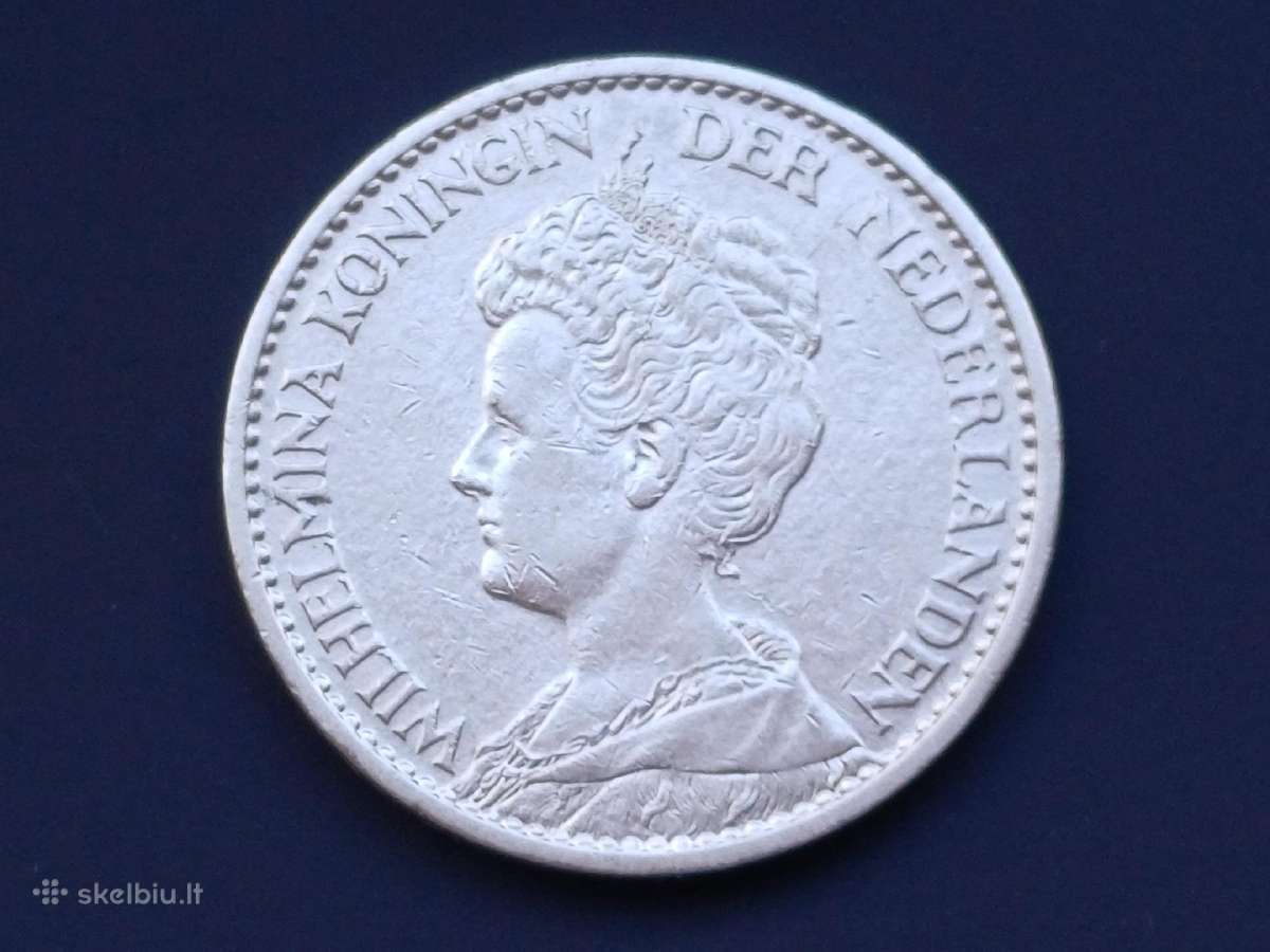 1 guldenas 1915m. Nyderlandai sidabras - nuotraukos Nr. 2