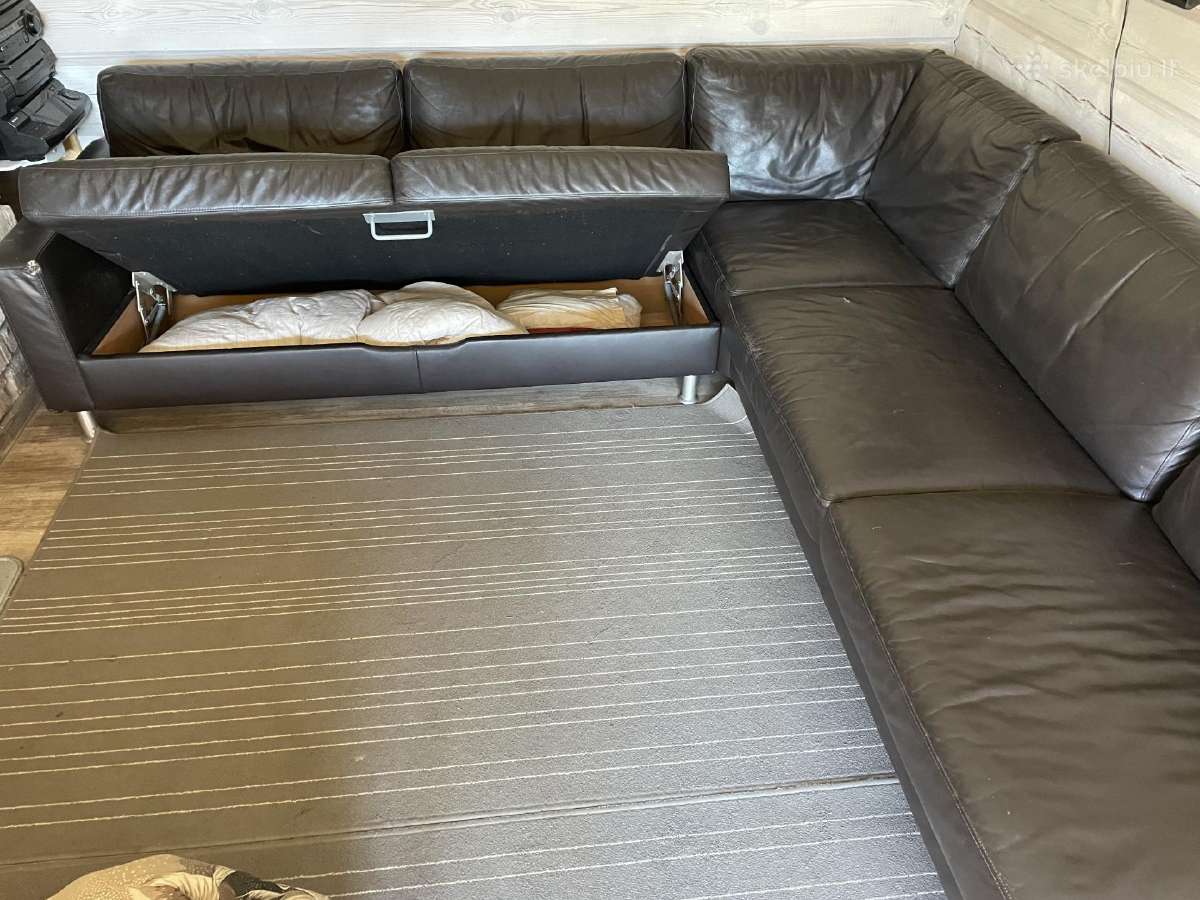 Odinė kampinė sofa su miegama funkcija - nuotraukos Nr. 2