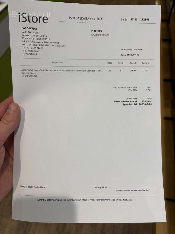 Apple Watch Series 10 GPS 42mm Jet Black Aluminium - nuotraukos Nr. 6