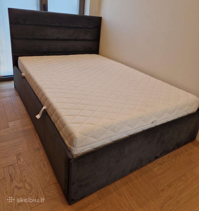Lova 140 cm. Kaip nauja. Pilka. - nuotraukos Nr. 2