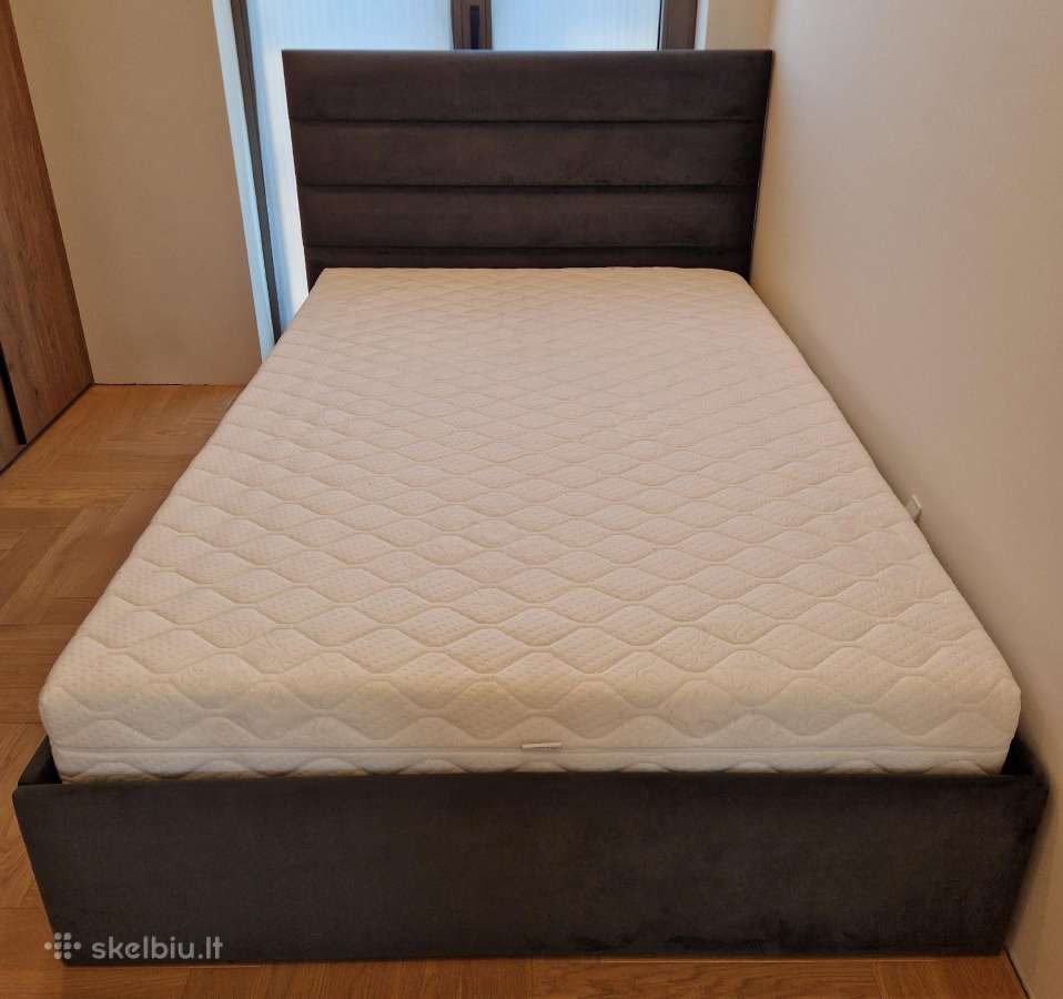 Lova 140 cm. Kaip nauja. Pilka. - nuotraukos Nr. 4
