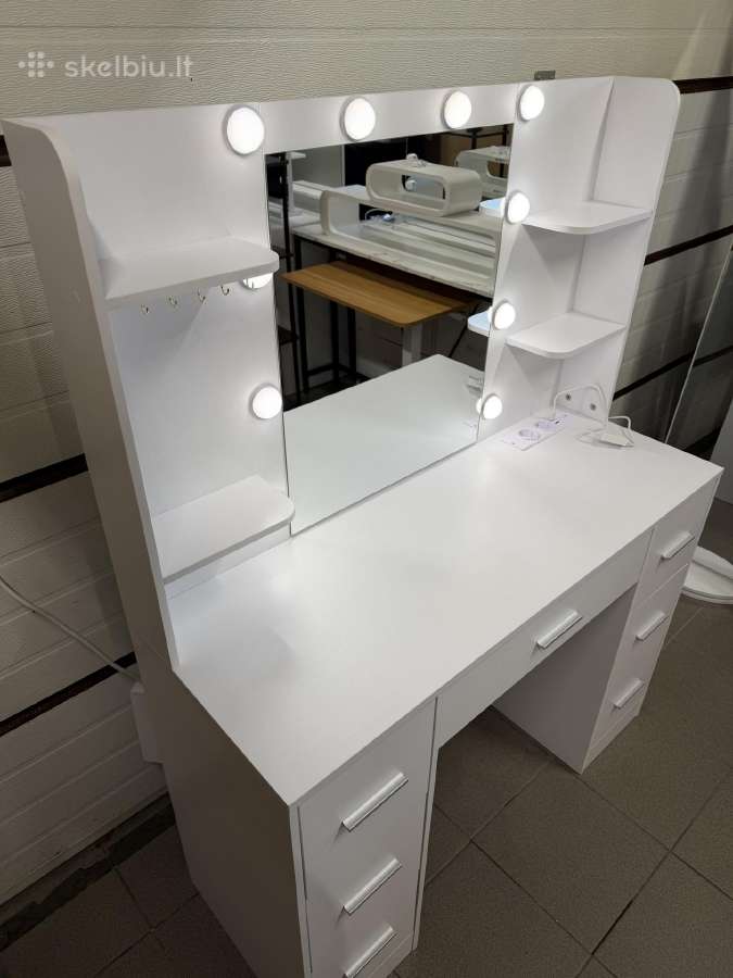 Kosmetinis makiažo staliukas su LED veidrodžiu - nuotraukos Nr. 4