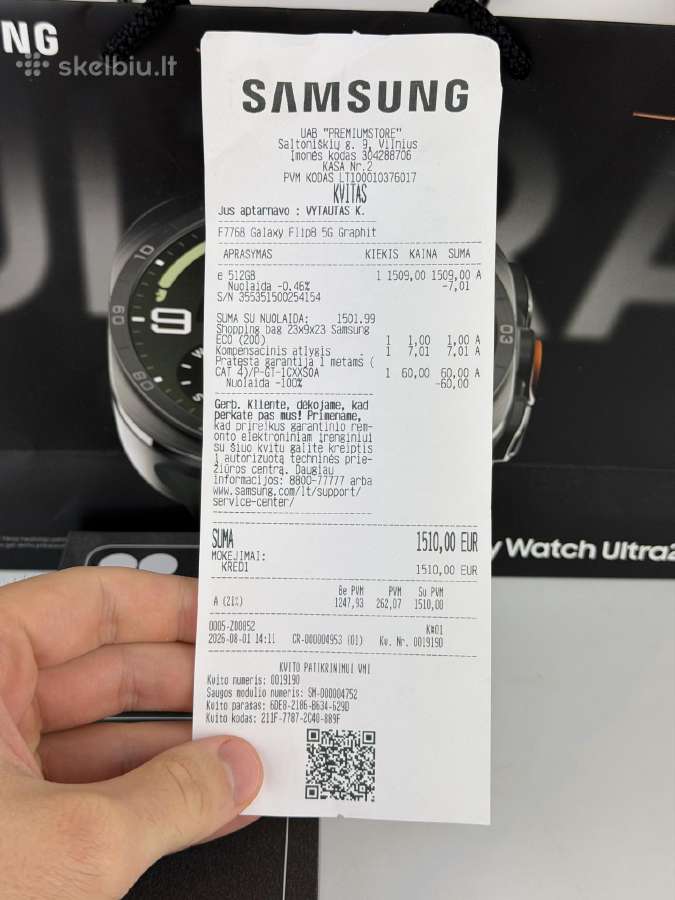 Naujas Samsung Galaxy Flip8 512 GB 3 M. Garantija - nuotraukos Nr. 7