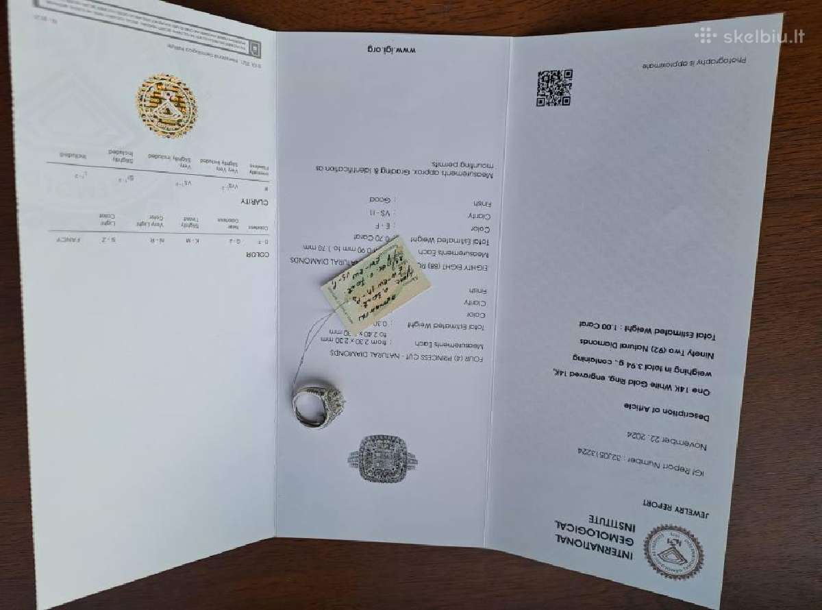 Aukso žiedas su deimantais (1 ct) - nuotraukos Nr. 13