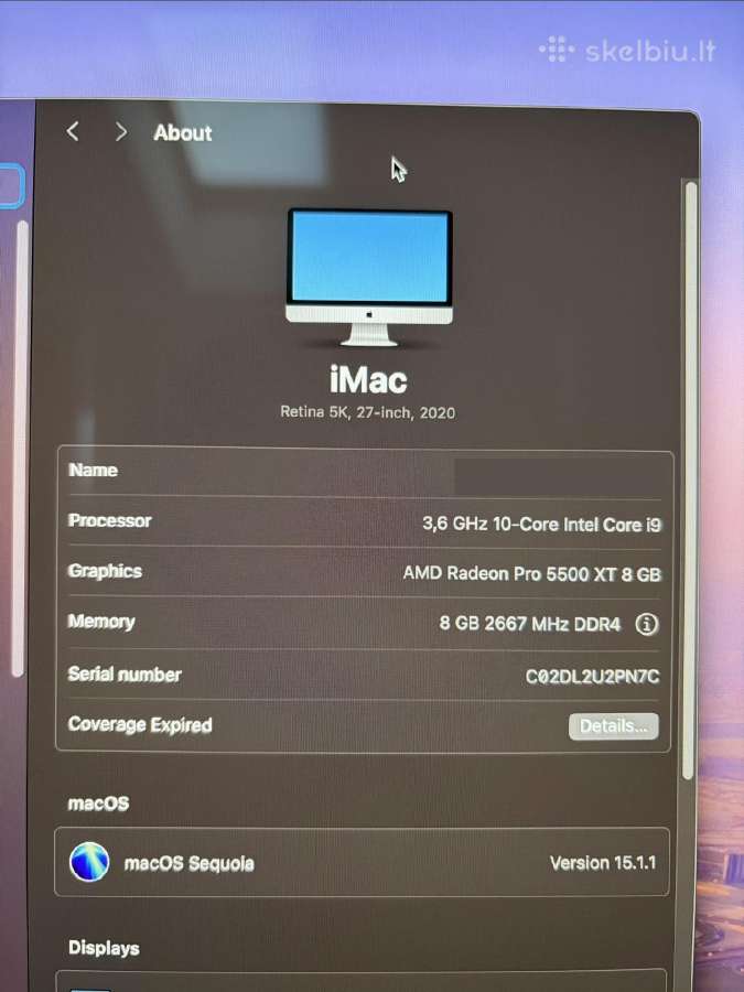 Apple iMac 27 Retina 5k 2020 - nuotraukos Nr. 4
