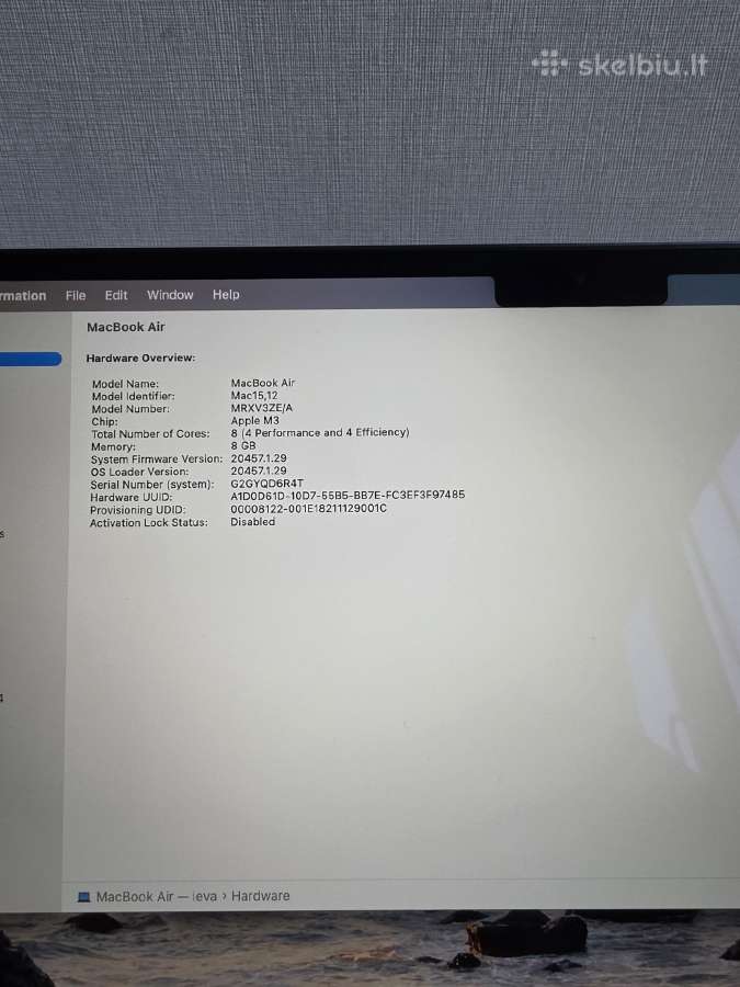 Apple MacBook Air 2024 13.6 / M3 / 8gb / 256gb - nuotraukos Nr. 5