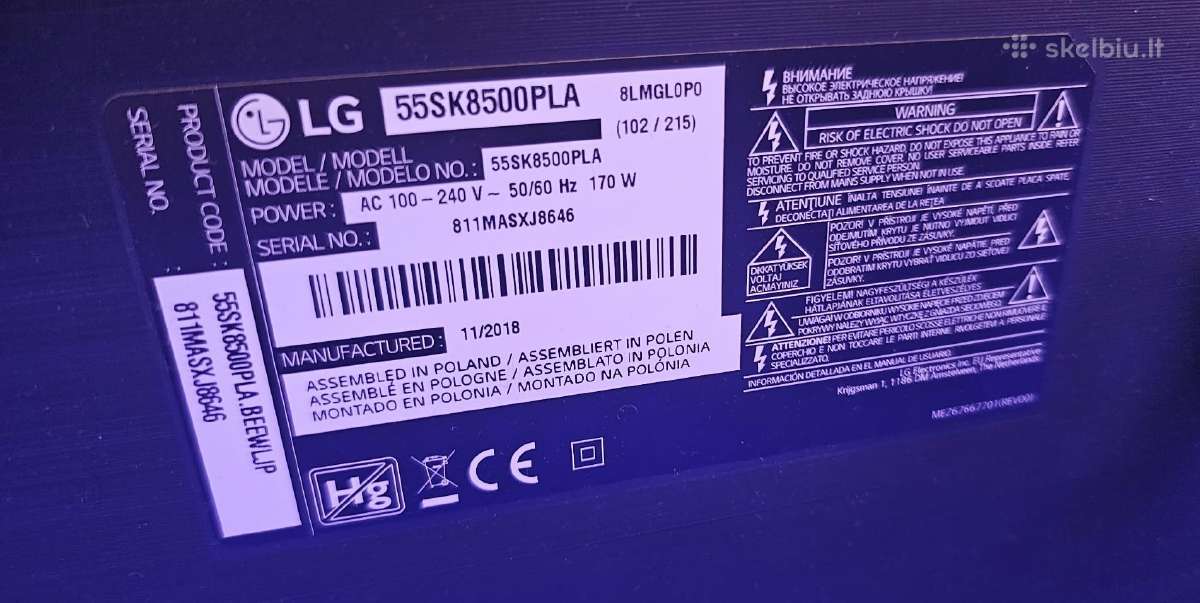 Parduodamas LG televizorius 140 cm 55 coliai - nuotraukos Nr. 2