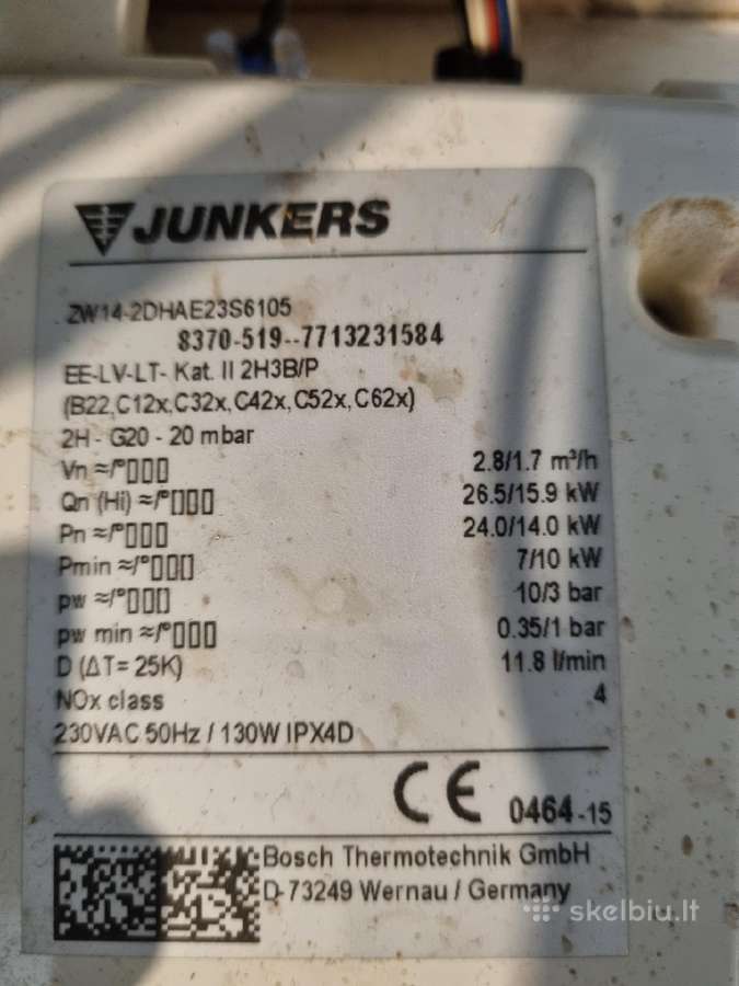 Dujinis katilas Junkers 2w14-2dhae23s6105 - nuotraukos Nr. 2