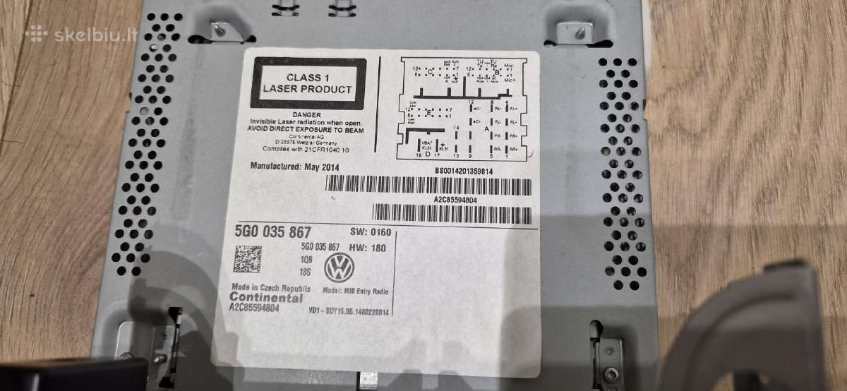 Parduodu originalų VW Mib Entry Radio 5g0 035 867 - nuotraukos Nr. 5