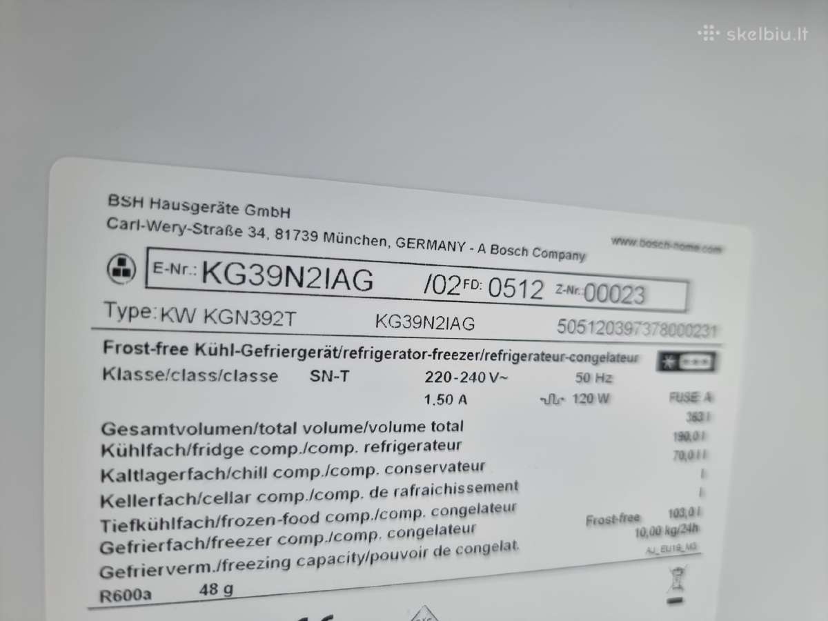 Naujas Siemens Kg39n2iag, A klasės+ garantija - nuotraukos Nr. 23