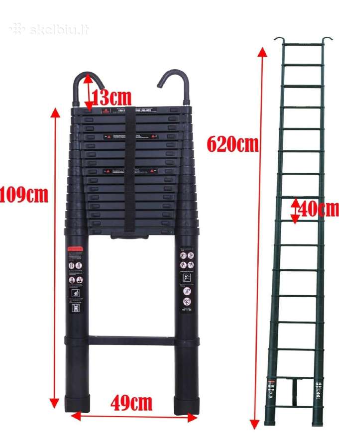 Teleskopinės kopėčios ,6,2 m - nuotraukos Nr. 2