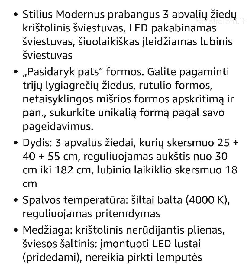 Krištolinis lubinis šviestuvas,3 žiedų - nuotraukos Nr. 4