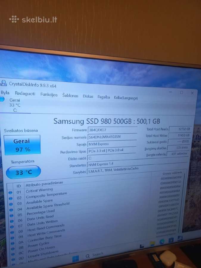Samsung 980 Nvme M.2 SSD 500gb - nuotraukos Nr. 3