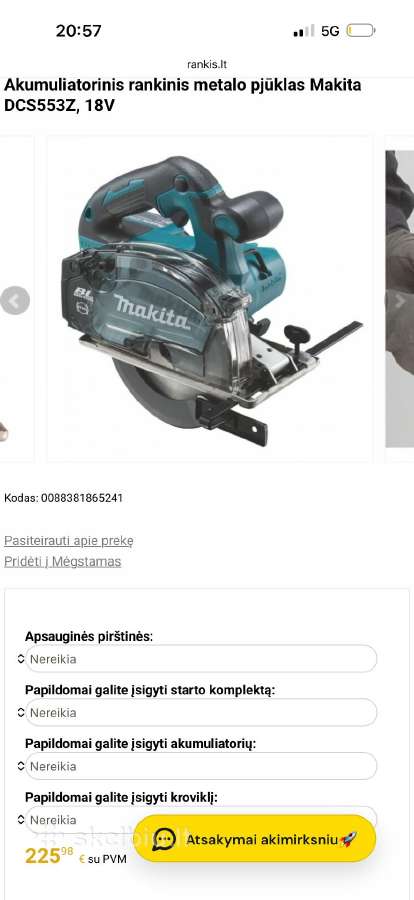 Makita pjuklas metalui Dcs553 150eur - nuotraukos Nr. 4