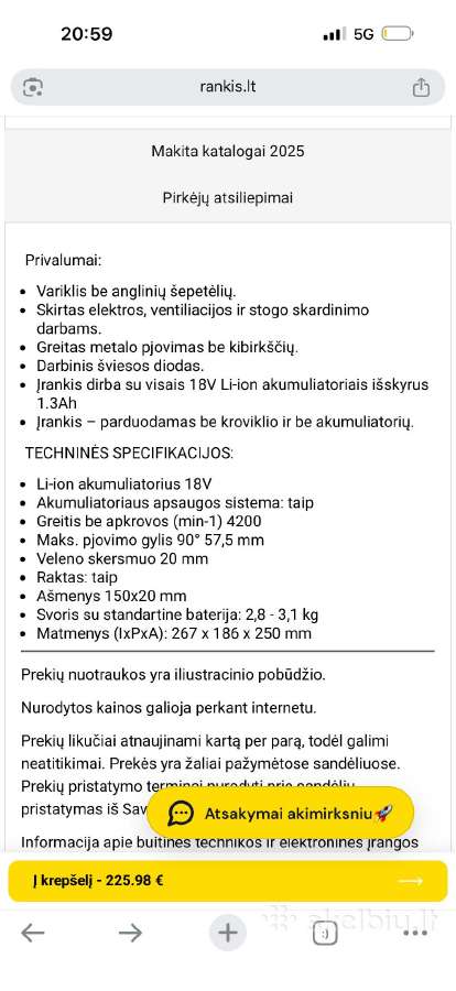 Makita pjuklas metalui Dcs553 150eur - nuotraukos Nr. 5