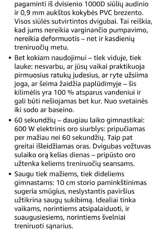 Gimnastikos kilimelis 300*90*10 - nuotraukos Nr. 4
