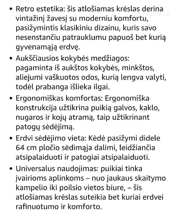 Vintažinio stiliaus atlošiamas kreslas - nuotraukos Nr. 2