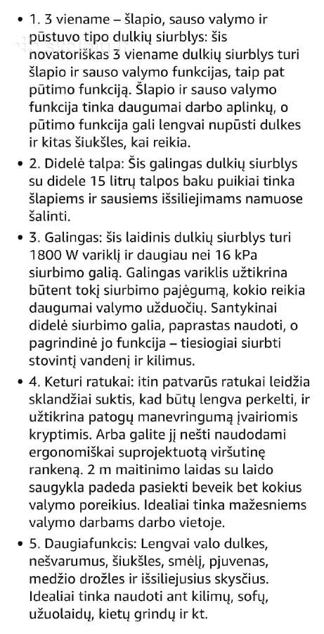 3-1 sauso ir drėgno valymo siurblys,dayplus - nuotraukos Nr. 6