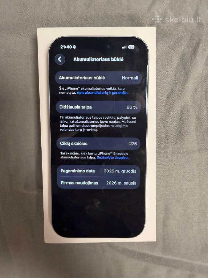 iPhone 17 256gb Lavender – Idealus, 96% baterija - nuotraukos Nr. 6