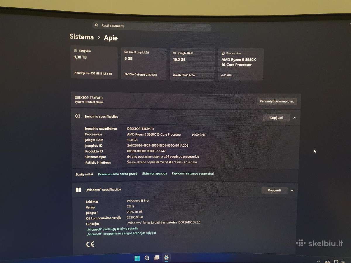 Asus Tuf Gaming X570 Pro (wi-fi) + 5950x sistema - nuotraukos Nr. 9