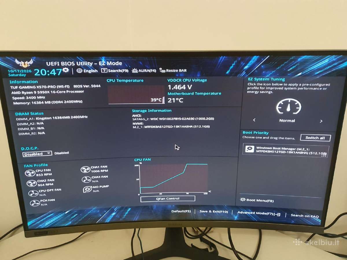 Asus Tuf Gaming X570 Pro (wi-fi) + 5950x sistema - nuotraukos Nr. 10
