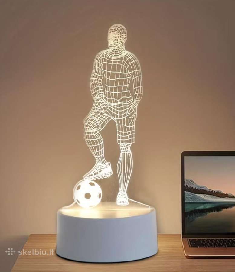 3D LED futbolininko lempa. Dekoracija - dovana - nuotraukos Nr. 2