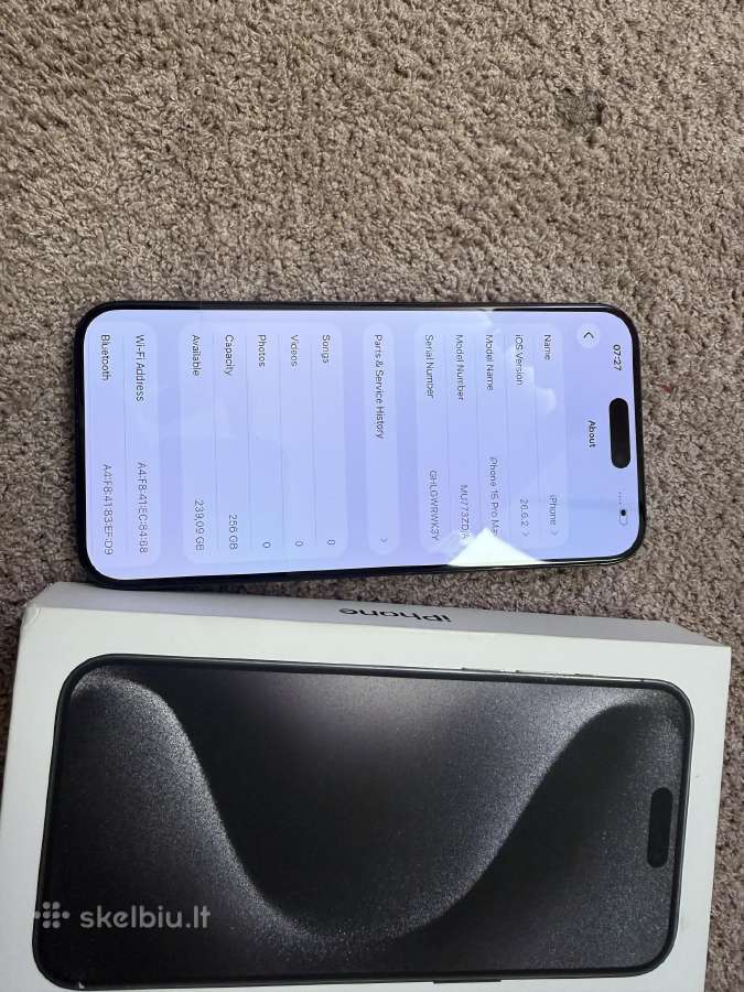 iPhone 15 Pro Max 256gb 100% - nuotraukos Nr. 6