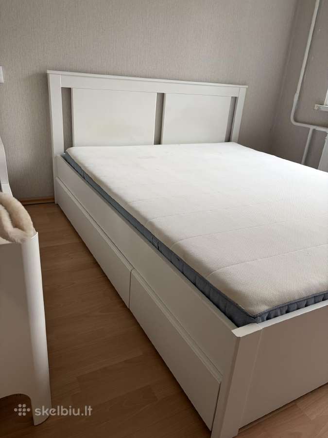 Balta lova 160 200 cm su Ikea čiužiniu - nuotraukos Nr. 2