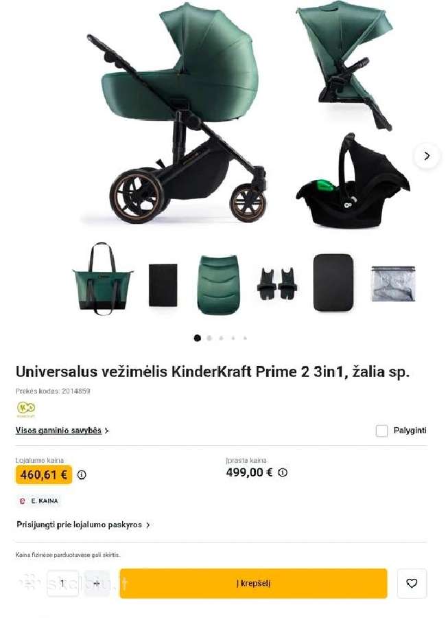 Vežimėlis Kindercraft 3in1 prime 2 mink pro - nuotraukos Nr. 2