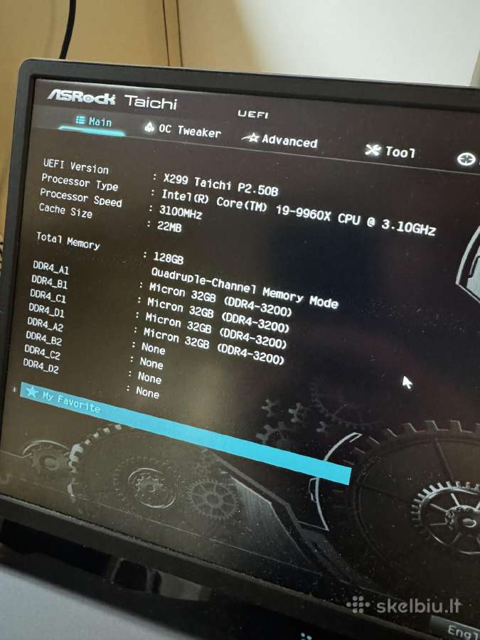 Intel i9-9960x x299 taichi 128gb ddr4 3200 - nuotraukos Nr. 3