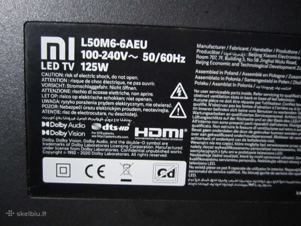 Dalims Xiaomi Mi TV P1 50 (modelis L50m6-6aeu) - nuotraukos Nr. 2