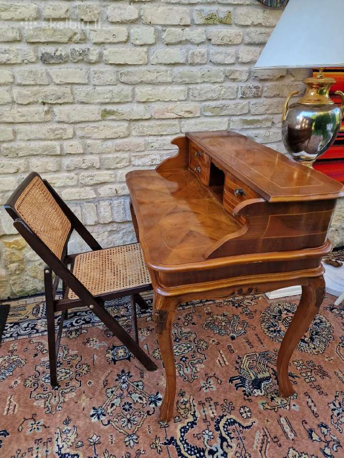 Vintažinis medžio masyvo darbo stalas/sekreteras - nuotraukos Nr. 27