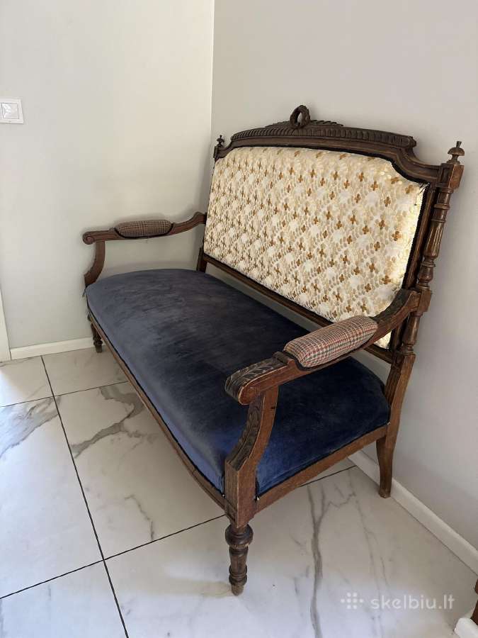 Senovinio stiliaus dvivietė sofa / kanapa - nuotraukos Nr. 2