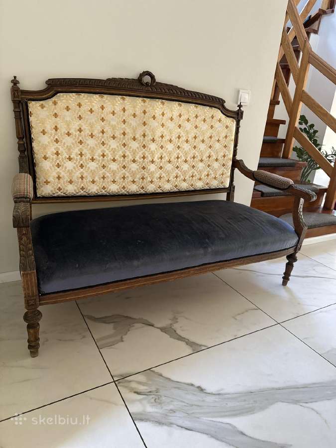 Senovinio stiliaus dvivietė sofa / kanapa - nuotraukos Nr. 3