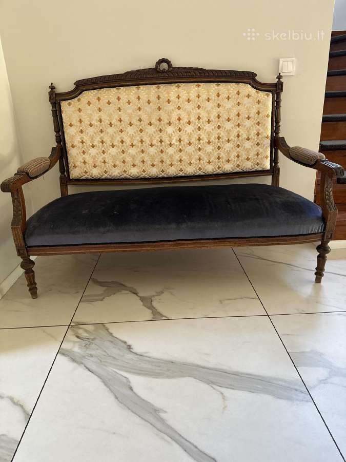 Senovinio stiliaus dvivietė sofa / kanapa - nuotraukos Nr. 4