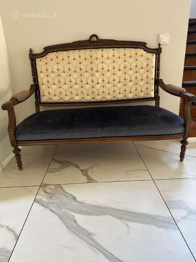 Senovinio stiliaus dvivietė sofa / kanapa - nuotraukos Nr. 5