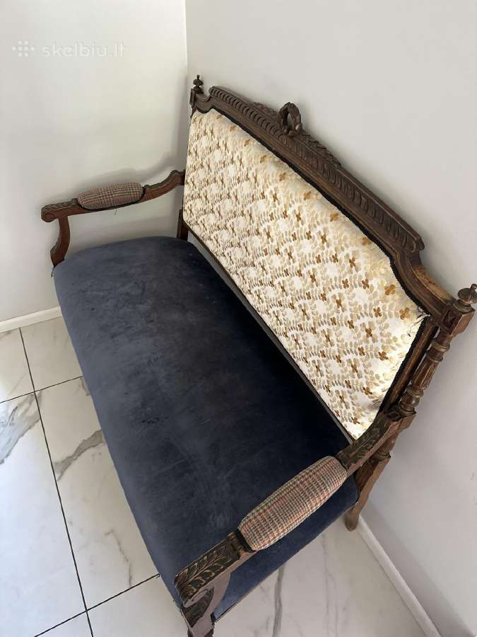 Senovinio stiliaus dvivietė sofa / kanapa - nuotraukos Nr. 6