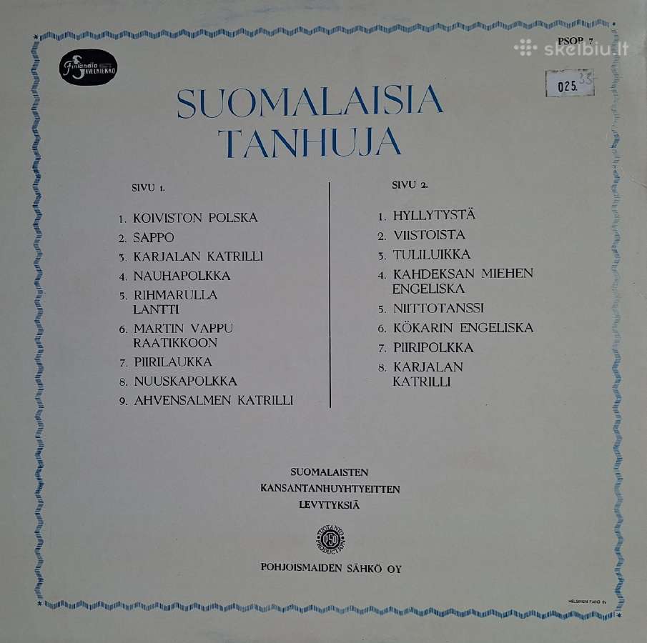 Tradicinių suomių liaudies šokių muzikos vinilinė - nuotraukos Nr. 2