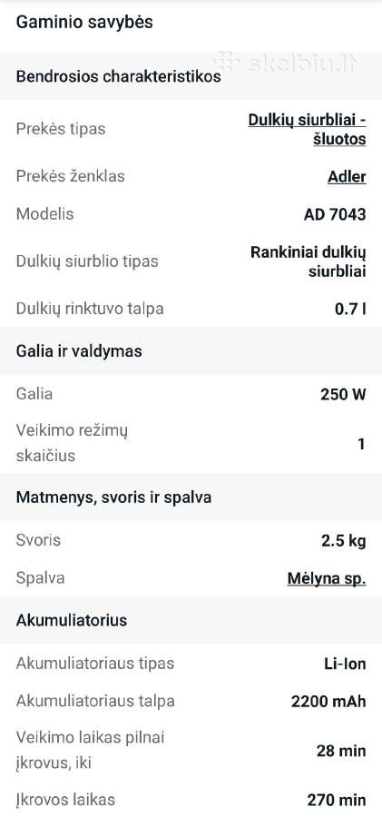 Kaip naujas belaidis siurblys/šluota Adler Ad7043 - nuotraukos Nr. 15