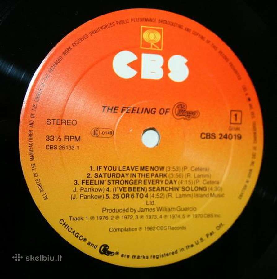 Vinilas Chicago - The Feeling (Cbs Records) - nuotraukos Nr. 2