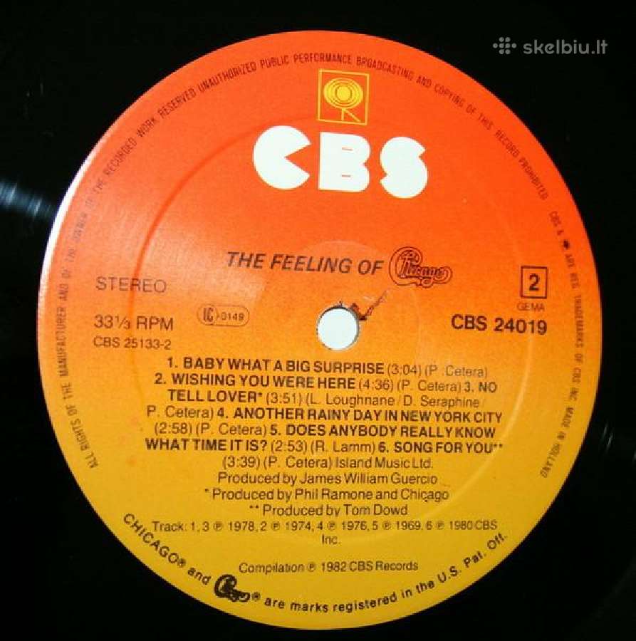 Vinilas Chicago - The Feeling (Cbs Records) - nuotraukos Nr. 3