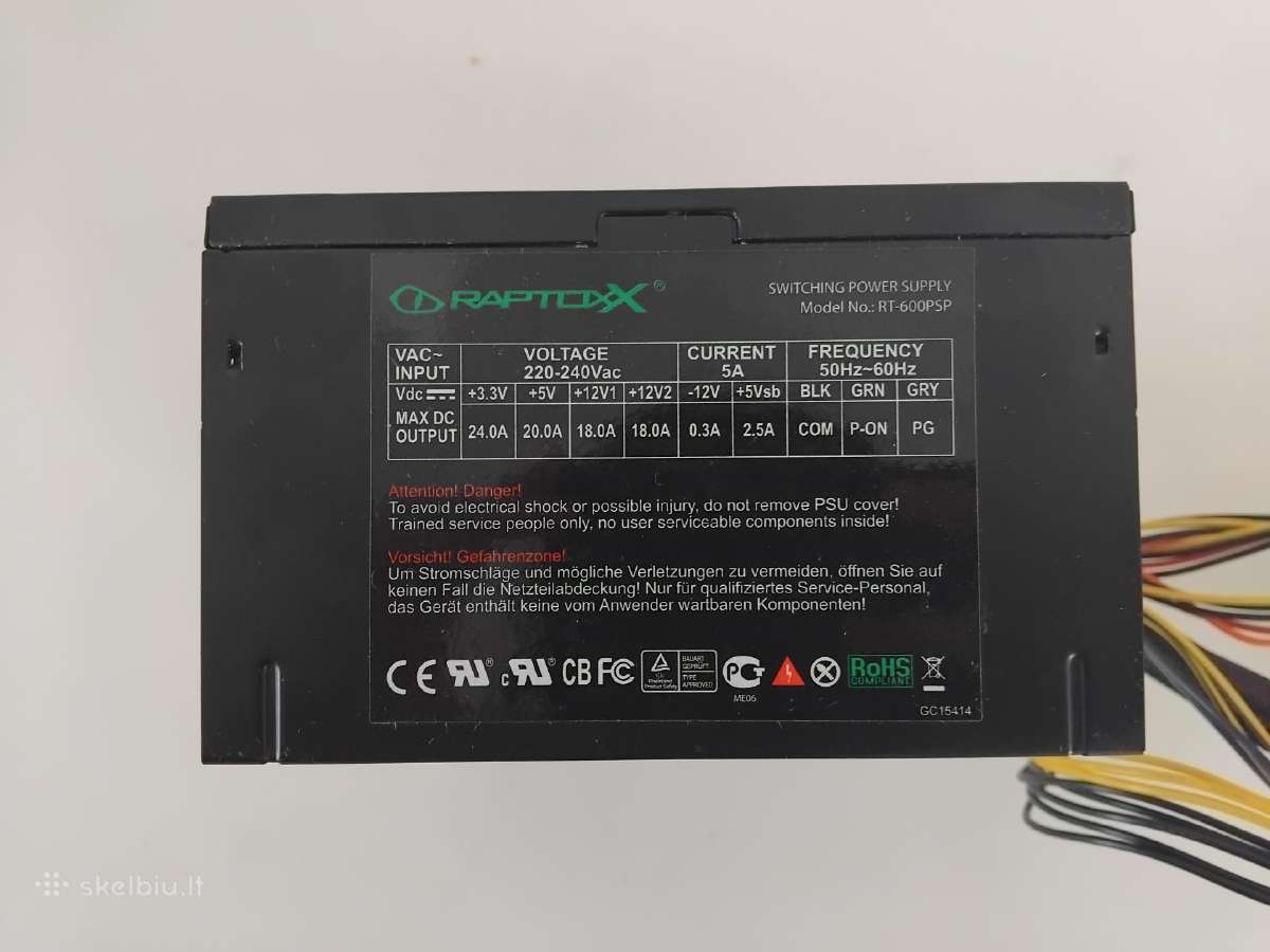 Veikiantis 600w Raptoxx maitinimo blokas - nuotraukos Nr. 3