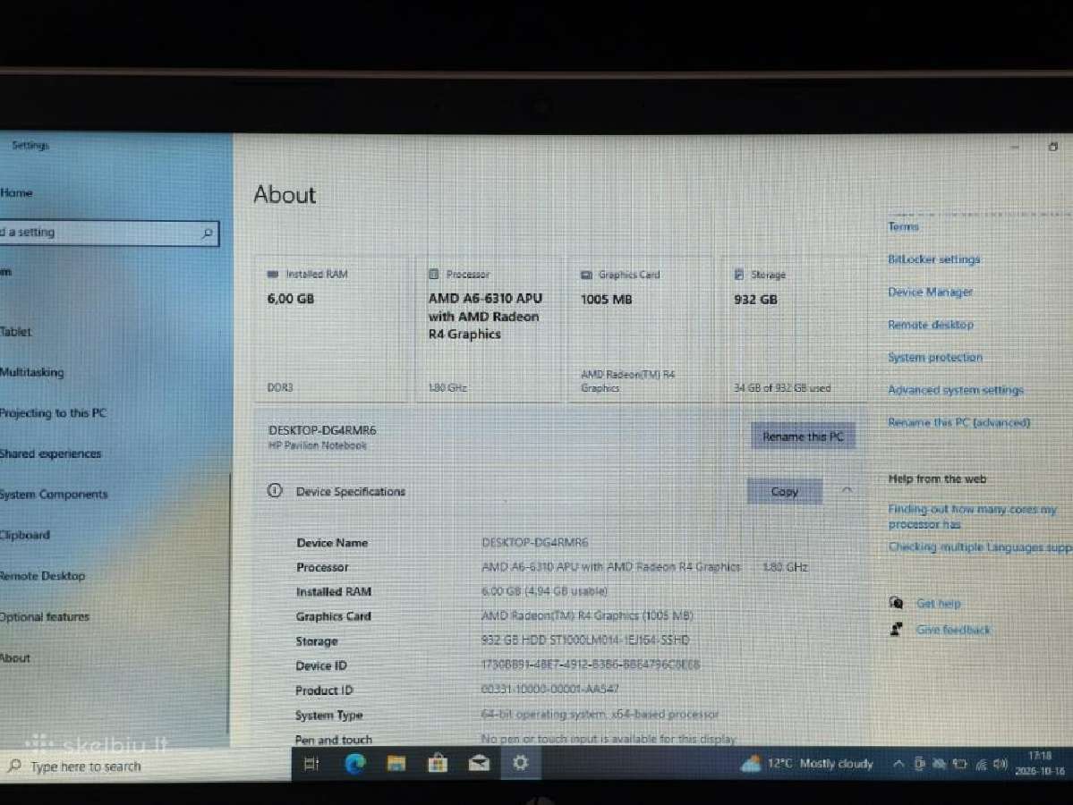 Hp Pavilion Notebook - nuotraukos Nr. 2