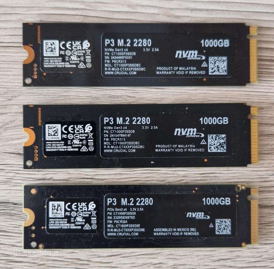 Crucial P3 1tb M2 Nvme SSD diskai - nuotraukos Nr. 2
